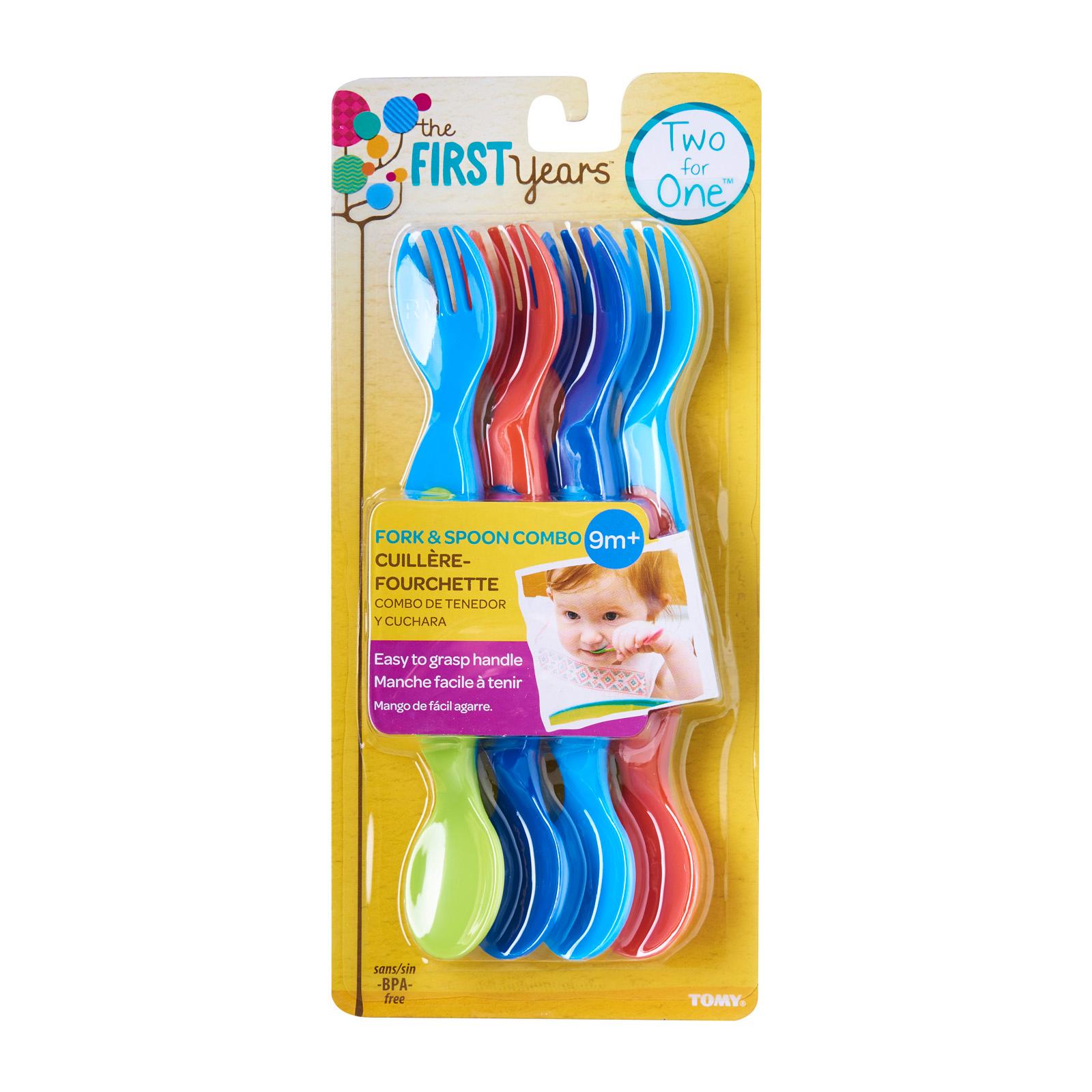 THE FIRST YEARS Two for One Fork&Spoon Combo, 4pk Assorted